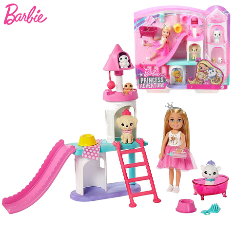 Muñecas Barbie originales para niñas, juego de Castillo de mascotas, juguetes familiares para niñas, accesorios de princesa de aventura ► Foto 1/6