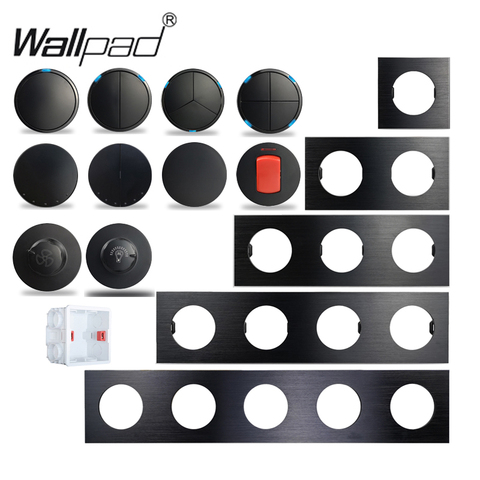 Wallpad-Interruptor de luz de pared L6, dispositivo de combinación libre para manualidades, intermedio, calentador de agua, AC, DP, 2P, 1, 2, 3 y 4 vías, de aluminio, color negro ► Foto 1/5