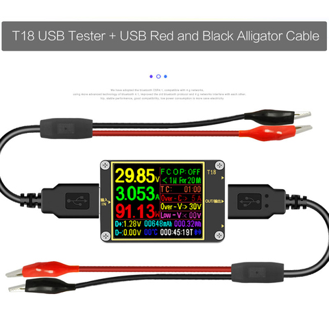 Medidor de voltaje digital T18 con USB, voltímetro, amperímetro, voltaje de corriente médico, 1,8 pulgadas, qc2.0, PD3.0, detector 18 en 1 ► Foto 1/6