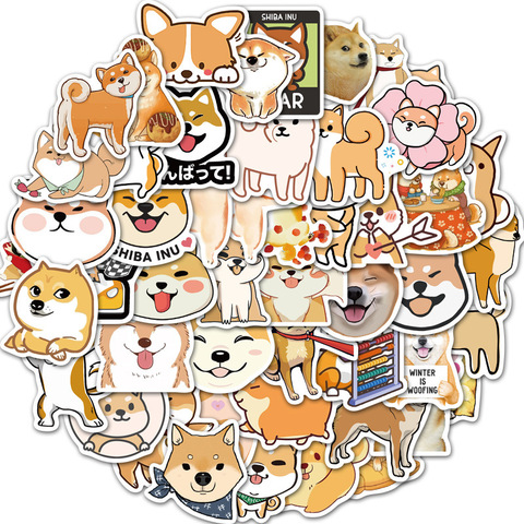 50 Uds. De pegatinas Kawaii de Shiba Akita Inu para perro, pegatinas para diario, álbum de recortes, pegatina de dibujos animados para equipaje, funda para teléfono móvil ► Foto 1/5