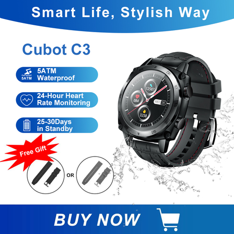 Cubot C3 SmartWatch 1.3 inch deporte Monitor de ritmo cardíaco durante el sueño 5ATM táctil resistente al agua reloj deportivo inteligente con rastreador para hombres y mujeres Android IOS ► Foto 1/6