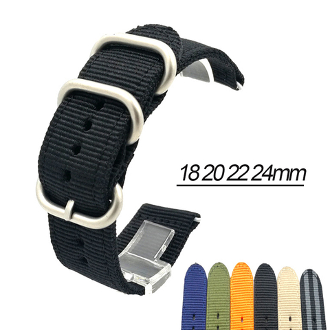 18mm 20mm 22mm 24mm Nylon NATO correa de reloj de correa de lona de alta calidad tejido anillo hebilla de banda de reloj de pulsera Accesorios ► Foto 1/6