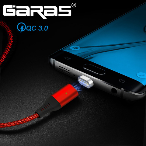 GARAS QC3.0 magnético Cable USB tipo C puerto rápido de carga/Cable de datos USB-C Cables de teléfono móvil tipo C ► Foto 1/6