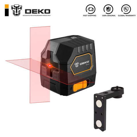 DEKO DKLL02 estilo Mini nivel láser autonivelante Cross Line Laser con luz roja fuente y abrazadera de montaje ajustable ► Foto 1/5