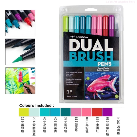 TOMBOW-Juego de rotuladores de doble cabeza para AB-T, Set nuevo de pinceles suaves de Color agua para caligrafía, dibujo, arte de escritura ► Foto 1/6