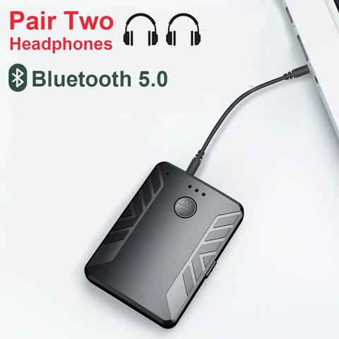 Receptor y transmisor Bluetooth 5,0 con 2 auriculares, adaptador inalámbrico de Audio estéreo para TV, PC y coche, RCA, Jack Aux de 3,5mm con micrófono ► Foto 1/6