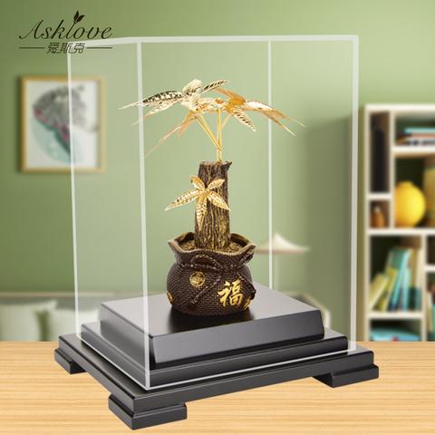 Feng shui-estatua de árbol de la suerte, árbol de la riqueza fortuna, adornos de papel de aluminio dorado, árboles de la suerte, decoración para el hogar y la Oficina, regalos ► Foto 1/6
