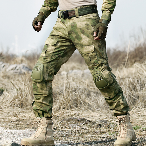 Pantalones tácticos militares de camuflaje para hombre pantalones Cargo de rana, rodilleras, pantalones de trabajo, ejército, Hunter, SWAT ► Foto 1/6