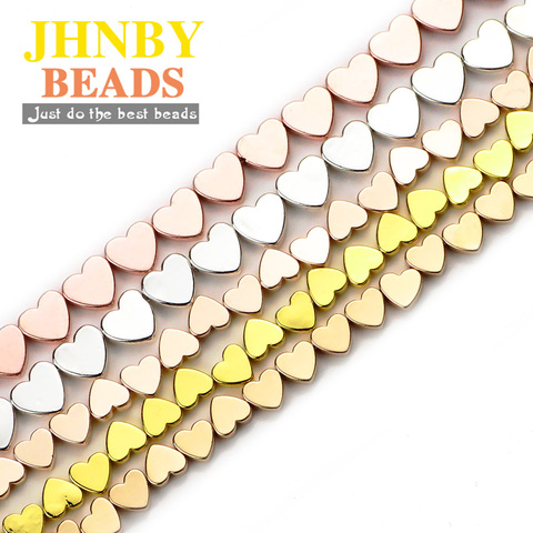 JHNBY-Cuentas de hematita de color negro y oro rosa de 6x5mm, cuentas de piedra Natural suelta con corazón de amor para fabricación de joyería DIY, collares y pulseras de 15 pulgadas ► Foto 1/6