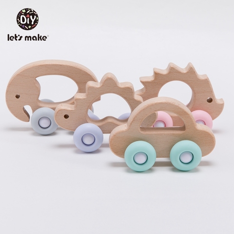 Let's Make-juguetes de madera para bebés, coche de haya, erizo, elefante, educativo, desarrollo, 0 12 meses, 1 ud. ► Foto 1/6