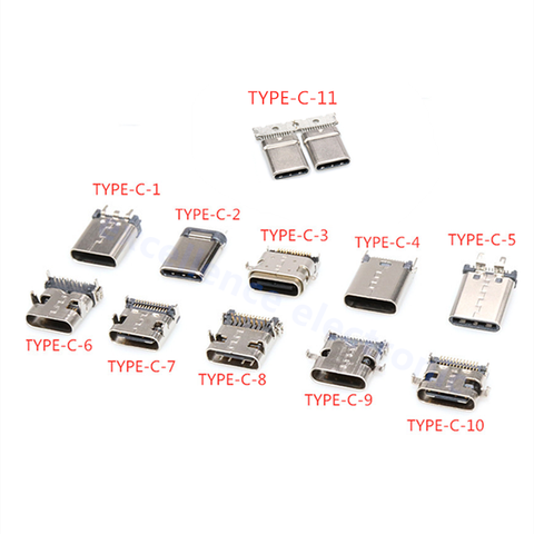 Uds tipo C USB 3,1 conector SMT 24P USB Horizontal de montaje hombre mujer a través de la Junta para adaptador de cargador DIY ► Foto 1/6