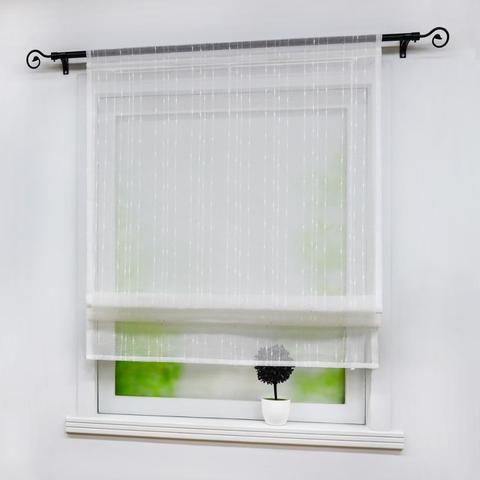 Cortinas romanas de tul transparente para cocina, gotas de lluvia blancas puras, ventanas de poliéster, decoración del hogar ► Foto 1/6