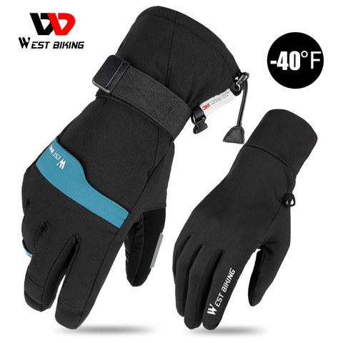 WEST ciclismo 2 pares de guantes de esquí de invierno muy cálidas Thinsulate de 3M de nieve de la pantalla táctil de la motocicleta guantes deportivos para ciclista ► Foto 1/6