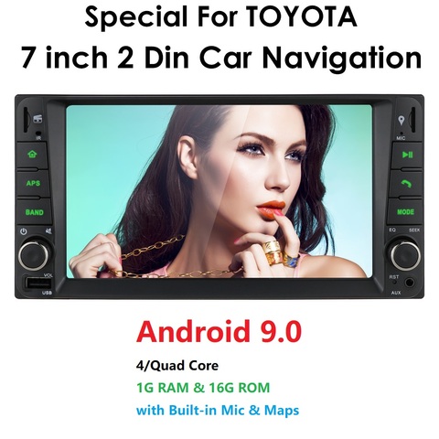 Navegador GPS con reproductor multimedia, pantalla de 7 pulgadas y radio, autorradio estéreo universal para coche Toyota Vios, Crown, Camry, Hiace, Previa, Corolla y RAV4 consistema operativo Android 9.0 y 2 DIN ► Foto 1/6