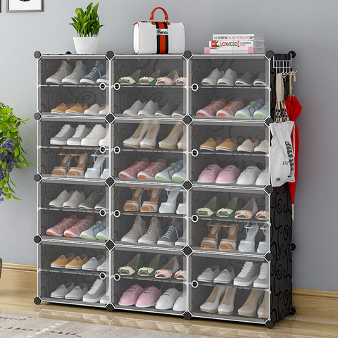 US-Zapatero de gran capacidad para almacenamiento de botas, 12 cubos, organizador Modular, bricolaje, 6 niveles, 24-96 pares de torre de zapatos, Cabine ► Foto 1/6