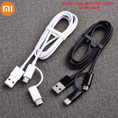 Xiaomi cargador rápido de Cable 2IN1 Micro USB + USB tipo-C rápida Cable de carga para Xiaomi Redmi Note 7 8 Pro Mi 5 6 8 9 SE CC9 Pro A2 A3 ► Foto 1/6