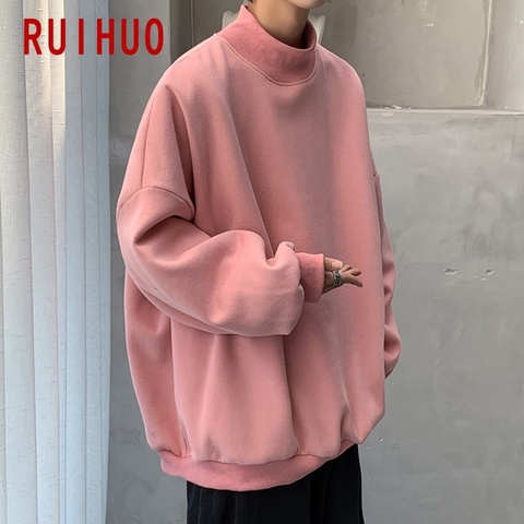 RUIHUO-Sudadera de cuello alto para hombre, ropa de calle estilo Harajuku, chándal Vintage, 5XL, 2022 ► Foto 1/6