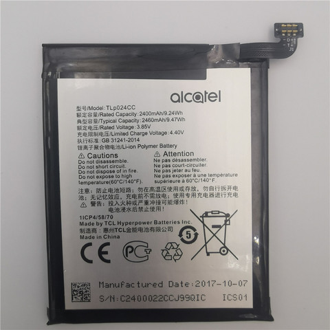 Batería de 2400mAh para Alcatel A3 OT-5046/Shine Lite OT-5080 5080X OT-5046D 5046D 5046Y TLP024C1/TLP024CJ/TLP024CC ► Foto 1/2