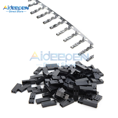 Unids/set de 1 Pin, 2 pines, 100mm, macho/hembra, Cable de puente Dupont, Terminal de conector con funda carcasa de plástico negro, 2,54 ► Foto 1/6