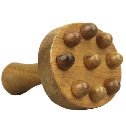 Masajeador de madera con punta de rodillo para espalda, masajeador de madera sólida, masajeadora trasera con veta, para empujar el abdomen ► Foto 1/6