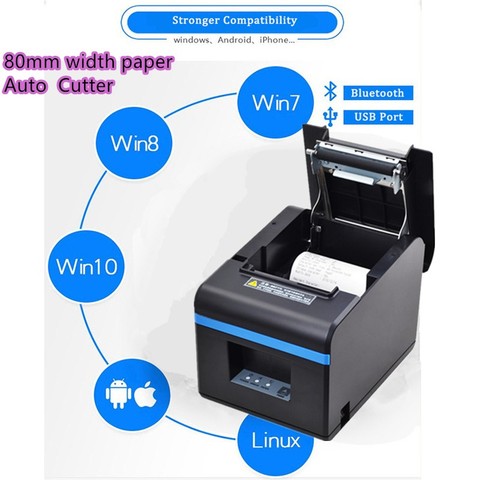 Impresora térmica de recibos de 80mm de alta calidad, Impresión de corte automático con puerto USB Bluetooth o Ethernet, WIFI, POS ► Foto 1/6