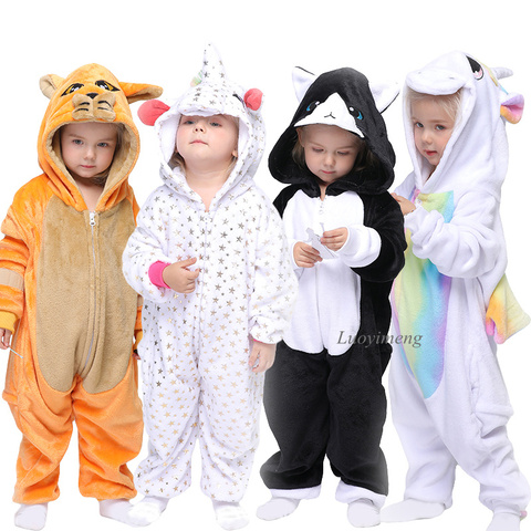 De franela de invierno niños niñas Pijamas Onesie para niños unicornio pijama Kigurumi conejo Panda Pijamas Licorne niños bebé Pijamas ► Foto 1/6