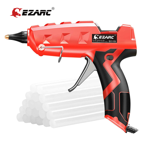 EZARC-pistola de pegamento de fusión en caliente, kit de pistola de pegamento de tamaño completo resistente de 100W con barras de pegamento de 20 piezas (150x11mm), para reparaciones rápidas en casa y oficina ► Foto 1/6