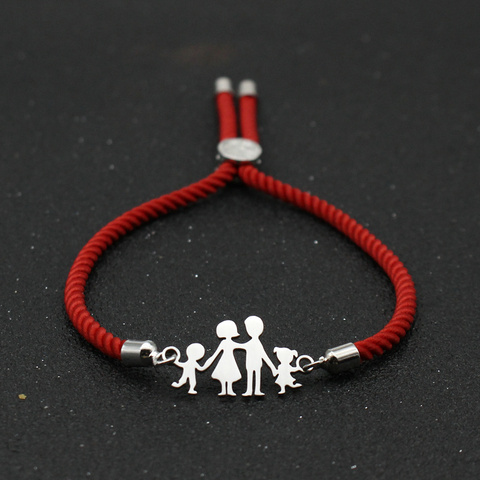 Pulseras de cuerda roja ajustables para Familia, papá, madre, hija, hijo, de acero inoxidable, joyería ► Foto 1/6