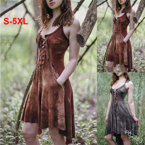 Vestido gótico Vintage de talla grande para mujer, traje Sexy con estampado entallado para mujer adulta, con encaje en el busto, dobladillo Irregular, 5XL ► Foto 1/6