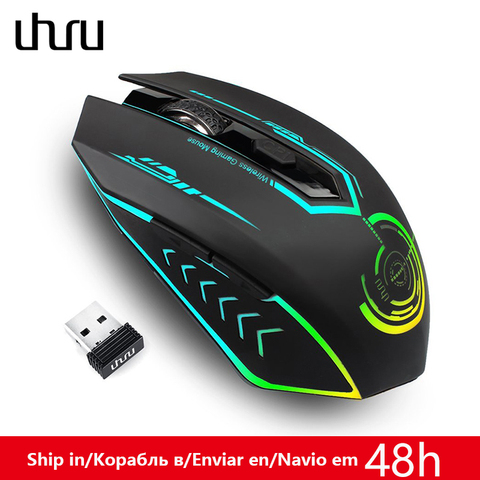 Ratón UHURU para juegos 2,4G recargable inalámbrico 5 botones cambiables LED Color ergonómico 10000 DPI PC ratón para juegos de ordenador ► Foto 1/6