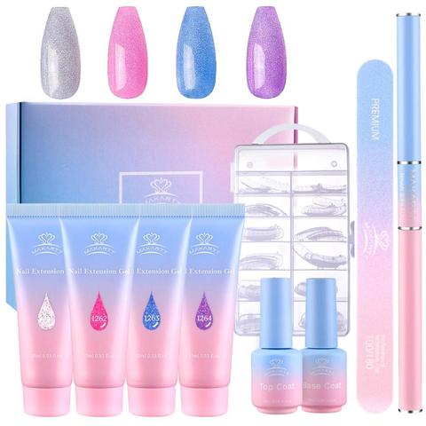 Makartt de brillo de Kit de uñas de Gel-transparente brillo constructor uñas de Gel de uñas mejora conjunto para principiantes ► Foto 1/6