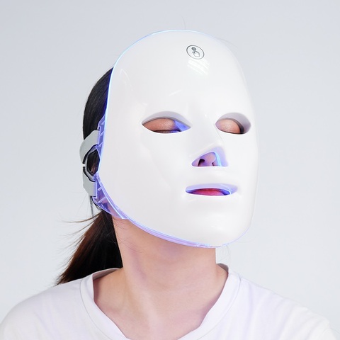 Carga USB LED de 7 colores Facial fotón máscara terapia de rejuvenecimiento de la piel eliminación de arrugas Anti acné cuidado de la piel máscara de brillo de la piel ► Foto 1/6