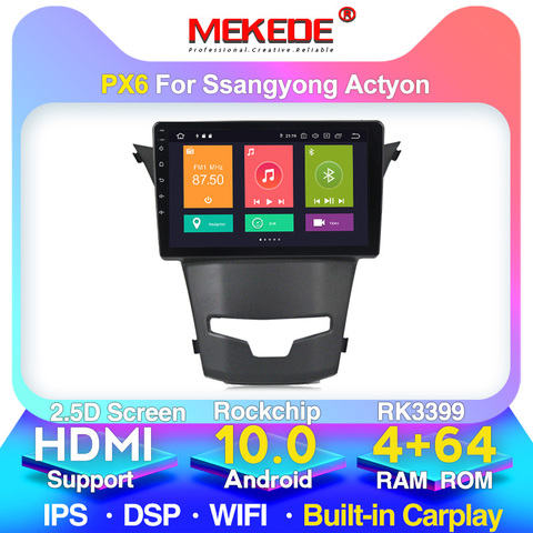 MEKEDE 1280x720 4G LTE 6G + 128G Android 10,0 reproductor Multimedia para Ssangyong nuevo Actyon 2014-2017 navegación GPS con DVD para coche ► Foto 1/6