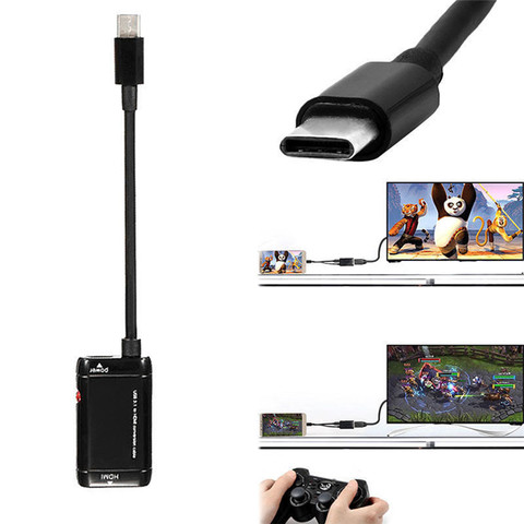 1 Pza negro USB-C tipo C a HDMI adaptador USB 3,1 Cable para MHL Android Teléfono tableta USB3.1 C a HDMI adaptador ► Foto 1/6