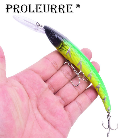 Señuelo de pesca de plástico curricán, anzuelo Artificial duro para lubina, anzuelo triple, aparejos, 1 Uds., gran pececillo, 15,5 cm, 16g ► Foto 1/6