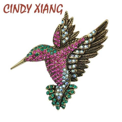 Broche de colibrí colorido con diamantes de imitación de CINDY XIANG, broches de animales para mujer, accesorios de moda de Corea, venta al por mayor directa de fábrica ► Foto 1/6