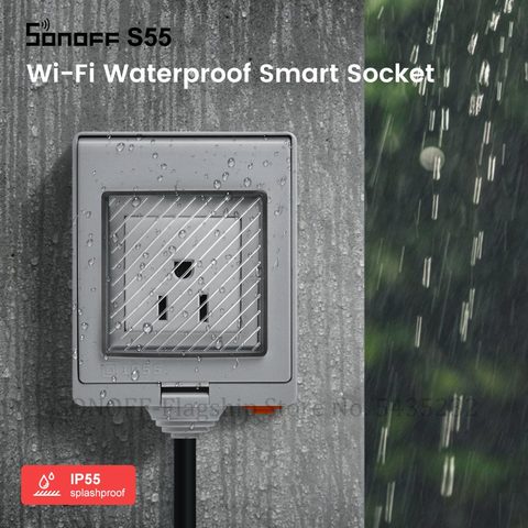 SONOFF-enchufe inteligente Itead S55, a prueba DE agua, Wifi, IP55, UK/AU/US/FR/DE/ZA, enchufe Wifi con temporizador, funciona a distancia con Alexa ► Foto 1/6