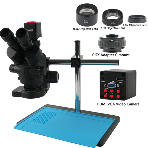Microscopio estéreo Trinocular para reparación de soldadura de teléfono, cámara Digital de 13MP, 1080P, HDMI, VGA, SONY, IMX307, 3.5X-90X, XCTV, 0,5 ► Foto 1/6