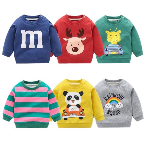 Ropa bonita para niño niña, sudadera con estampado de animales de dibujos animados, manga larga, cuello redondo, trajes cálidos de algodón para bebé, novedad de otoño ► Foto 1/6