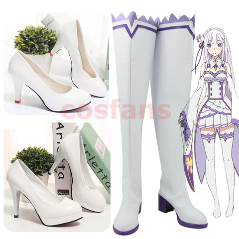 Anime a cero Kara Hajimeru Isekai Seikatsu Cosplay Emilia zapatos botas mujeres Emilia vestido cosplay disfraces para la fiesta de Halloween ► Foto 1/6