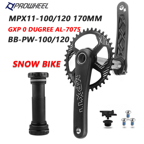 PROWHEEL-manivela para bicicleta de nieve, piñón de 170mm, 28/30/32T, 34/36/38T, GXP, anillos de cadena con soporte inferior, BB, 100/120mm, juego de bielas ► Foto 1/6