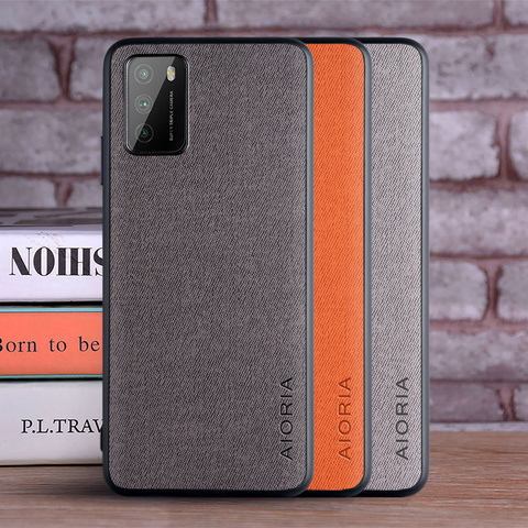 Caso para Xiaomi Poco M3 coque de textiles de la piel de cuero de la cubierta del teléfono para xiaomi poco m3 caso funda capa ► Foto 1/6