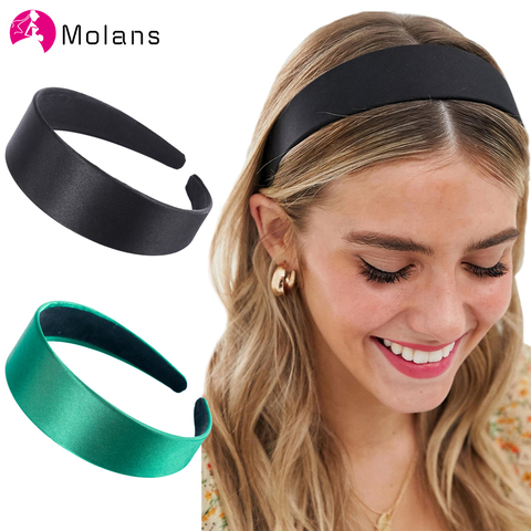 Molans nueva diadema de satén sólido liso antideslizante aros de pelo ancho elegante color caramelo sencillo mujeres diademas accesorios para el cabello ► Foto 1/6