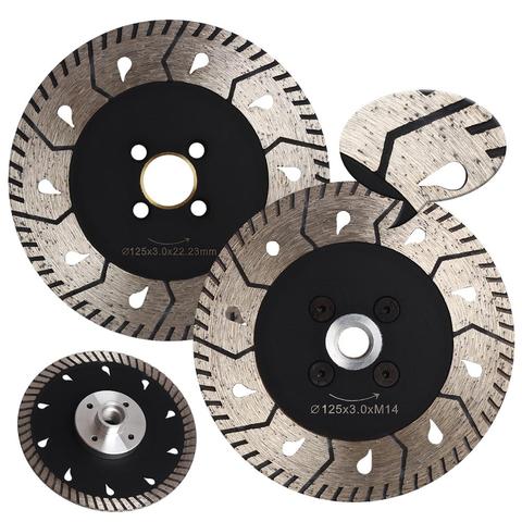 Hoja de corte Turbo de granito de 125mm/150mm de diámetro, diseño dos en uno, corte y molienda para hormigón de mármol y bloques, M14 o 5/8 