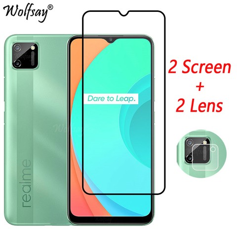 Funda completa templada de cristal para Oppo Realme C11, Protector de pantalla para cámara Oppo Realme C11, cristal de 6,5 pulgadas ► Foto 1/6