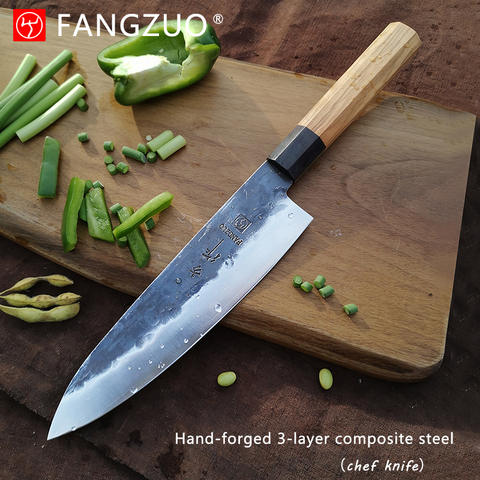 Cuchillo de Chef de acero compuesto de alto carbono, herramienta de cocina afilada de estilo japonés forjado a mano, para cortar pescado ► Foto 1/6