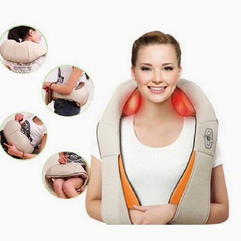 Masajeador corporal Shiatsu para espalda, cuello y hombros, masaje caliente infrarrojo eléctrico para coche, hogar, chal, terapia, relajación ► Foto 1/6