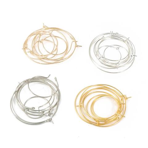 Aros dorados y plateados para hacer joyas, 50 Uds., 20, 25, 30 y 35mm, aros grandes, aros de alambre para oreja, hilos para pendientes, Brincos, Base en blanco ► Foto 1/6