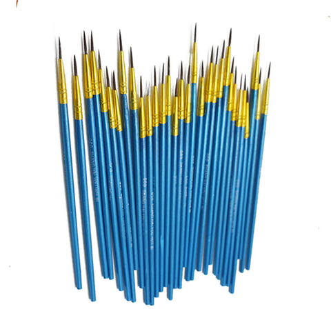 Pincel de nailon para pintar, pluma fina pintada a mano con gancho, suministros de arte azul, bolígrafo para dibujo artístico, papelería, 10 Uds. ► Foto 1/6