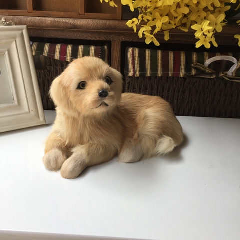 Perro de peluche realista para niños, juguete de perro de imitación dorado, peludo, hecho a mano ► Foto 1/1